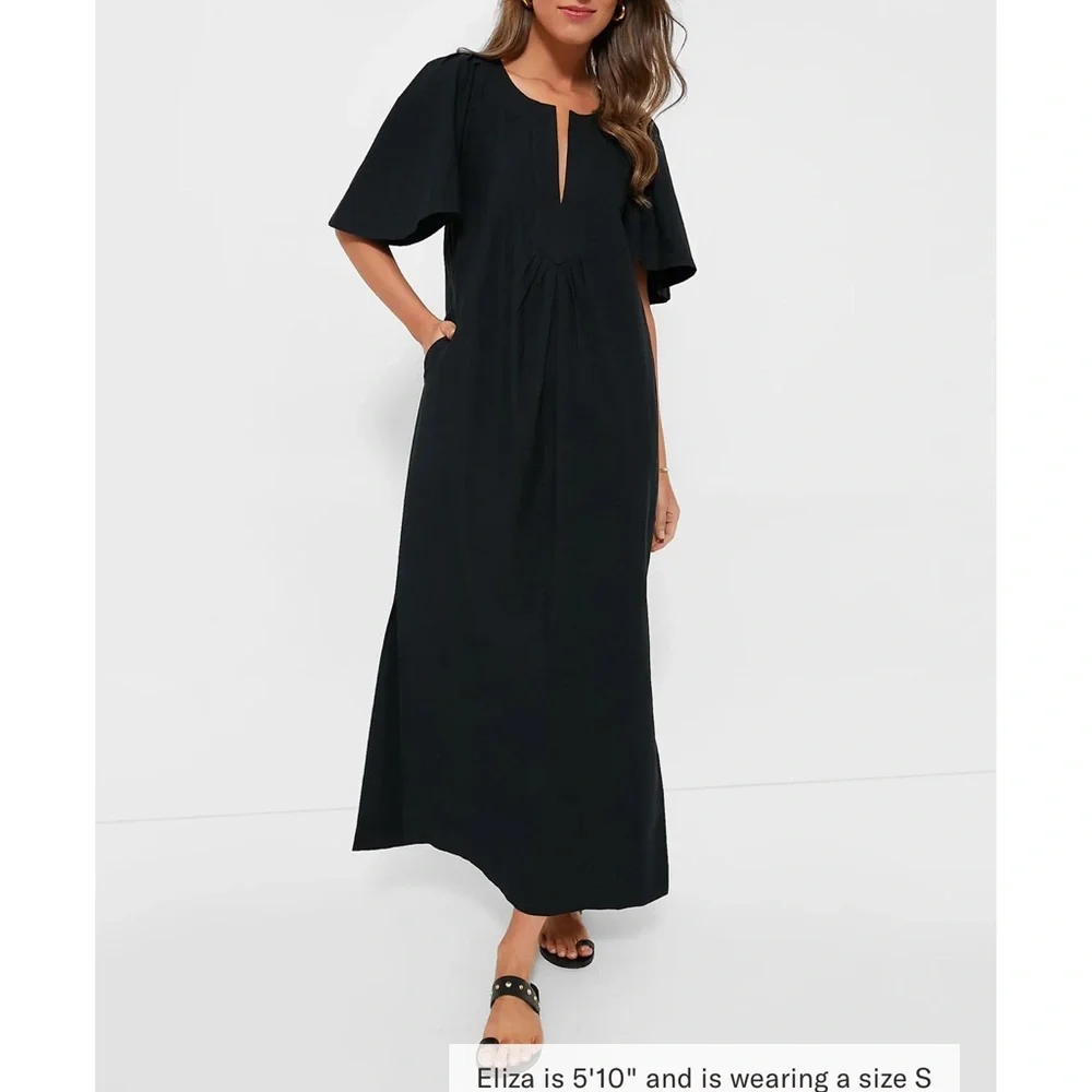 NWT POMANDER PLACE Black Finley Flutter Sleeve Maxi Dress XL - Picture 2 of 11